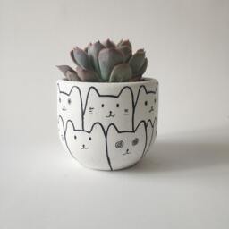 Handmade Cat Concrete Succulent Planter, Minimalist Decor
