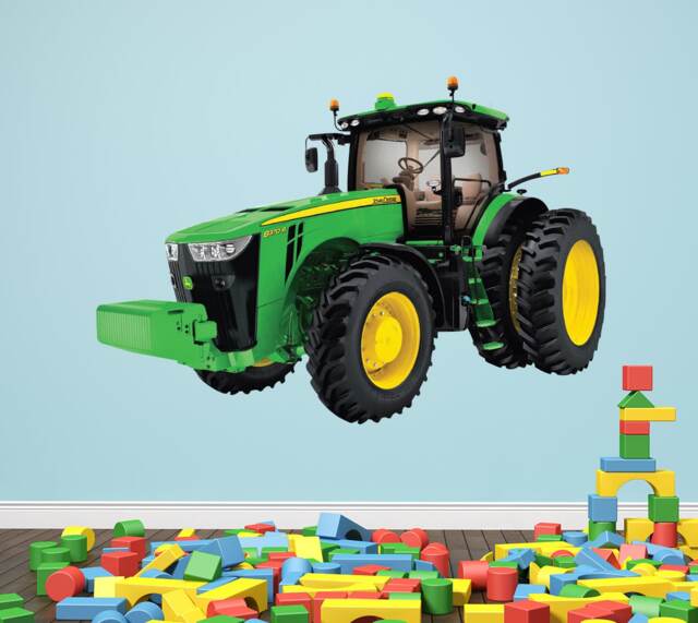 Green Farm Tractor Wall Mural - John Deere Decal Kids Removable Sticker