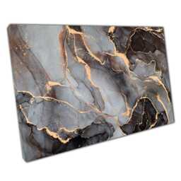 Abstract Black Gold Alcohol Ink Canvas Print Modern Elegant Wall Art For Home Office Decor - thumbnail 1