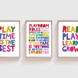 Set Of 3 Playroom Prints, Rules, Let's Read Print, Boys Bedroom, Girls Play Wall Art, Reading Corner - thumbnail 2