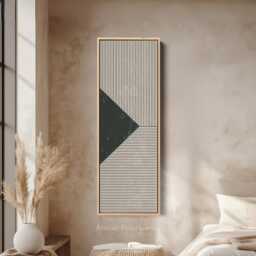 stripe Abstract Geometric Tall Vertical Skinny Wall Art - Modern Black White Canvas - thumbnail 1