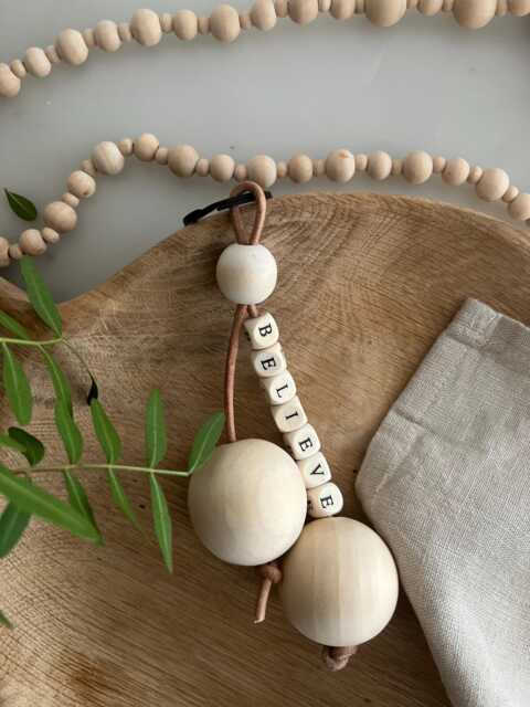 Personalised Wood & Vegan Leather Keyring Eco-Friendly Hygge Gift - image 1