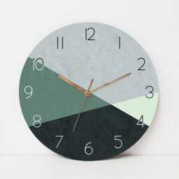 Geometric Wall Clock, Minimalist Large Modern Decorative Bedroom Contemporary Wooden Clock - thumbnail 2