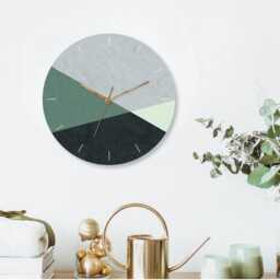 Geometric Wall Clock, Minimalist Large Modern Decorative Bedroom Contemporary Wooden Clock - thumbnail 3