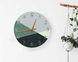 Geometric Wall Clock, Minimalist Large Modern Decorative Bedroom Contemporary Wooden Clock - thumbnail 1