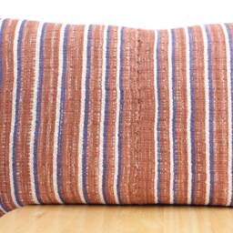"Vintage Hmong Batik Pillow Cover Embroidered Ethnic Textile, 12"" X 20" - thumbnail 2