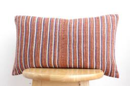"Vintage Hmong Batik Pillow Cover Embroidered Ethnic Textile, 12"" X 20" - thumbnail 1
