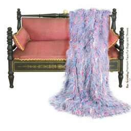 Mongolian Shag Faux Fur Throw Blanket - Pink, Blue, Cream, Minky Lining - thumbnail 1