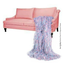 Mongolian Shag Faux Fur Throw Blanket - Pink, Blue, Cream, Minky Lining - thumbnail 2
