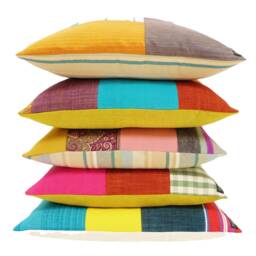 Colour Block Pillow No.07 Handmade One-Of-A-Kind CushionModern Uplifting Home Decor Patchwork Square Colour Block - thumbnail 1
