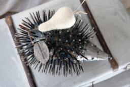 Hedgehog & Wool Pear, Metal Sculpture With Felt By The Steel Style Things Feltartbymariana