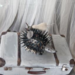 Hedgehog & Wool Pear, Metal Sculpture With Felt By The Steel Style Things Feltartbymariana - thumbnail 4