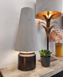 Light Grey Extra Tall Cone Lampshade in Velvet - thumbnail 1