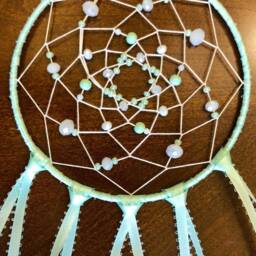 Mint Green & White Feather Dream Catcher/Glass Beaded Dreamcatcher Baby Nursery Decor Wall Hanging Boho Chic Bedroom Decor - thumbnail 3