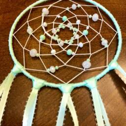 Mint Green & White Feather Dream Catcher/Glass Beaded Dreamcatcher Baby Nursery Decor Wall Hanging Boho Chic Bedroom Decor - thumbnail 4
