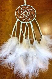 Mint Green & White Feather Dream Catcher/Glass Beaded Dreamcatcher Baby Nursery Decor Wall Hanging Boho Chic Bedroom Decor