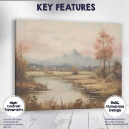 Pastel Mountain River Valley Peaceful Nature Landscape Canvas Wall Art Print Decor Picture Ready To Hang - thumbnail 1