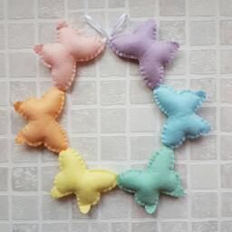 Butterfly Garland, Rainbow Hanging Butterflies, Felt Nursery Decor, Baby - thumbnail 2