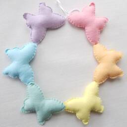 Butterfly Garland, Rainbow Hanging Butterflies, Felt Nursery Decor, Baby - thumbnail 1