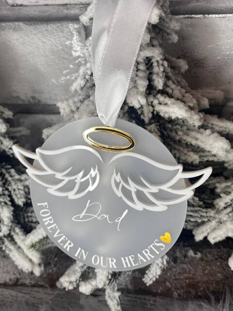 Christmas Memory Bauble Frosted Acrylic Angel Wings Ornament - image 1