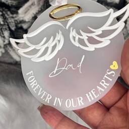 Christmas Memory Bauble Frosted Acrylic Angel Wings Ornament - thumbnail 4