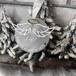 Christmas Memory Bauble Frosted Acrylic Angel Wings Ornament - thumbnail 3