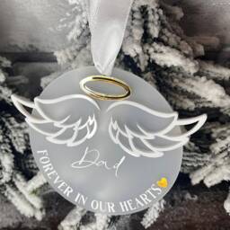 Christmas Memory Bauble Frosted Acrylic Angel Wings Ornament - thumbnail 2