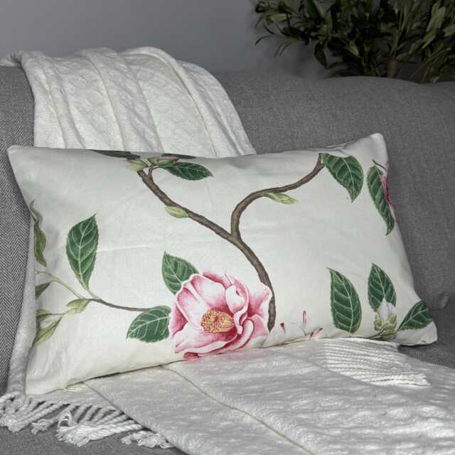 "Floral - Leaf Design Cushion Cover, Lumbar Size 12"" X 20" - image 1