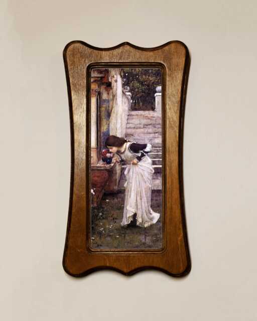 Light Oak Wooden Framed Picture, Art Nouveau Style, John William, Waterhouse The Shrine, Print, Wall Hanging Home Decor