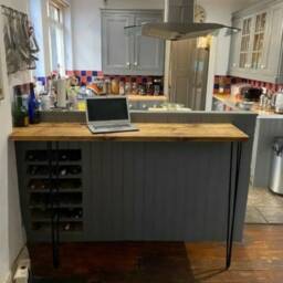 Tall Bar Table, With Steel Hairpin Legs- Reclaimed Wood - thumbnail 2