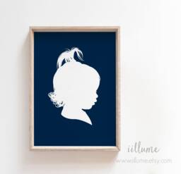 Traditional Profile Silhouette, Custom Silhouette From Your Photo, Children's Room Decor, Art, Portrait - thumbnail 1
