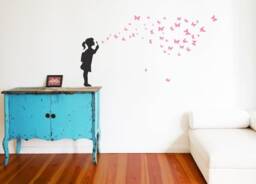 Wall Decal Butterfly Bubble Girl With Cute Butterfly Wall Stickers, Girls-Room-Decor, Living & Nursery - thumbnail 2