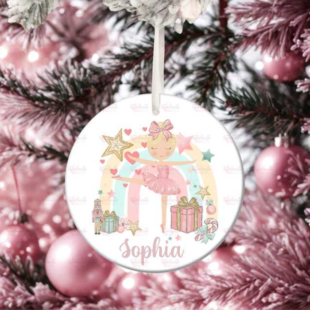 Personalised Ballerina Christmas Decoration - Granddaughter Gift Custom Bauble For Girls Stocking Filler Box - image 1