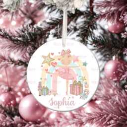 Personalised Ballerina Christmas Decoration - Granddaughter Gift Custom Bauble For Girls Stocking Filler Box