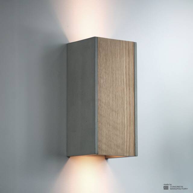 Concrete Wall Lamp Sconce Wooden Oak Home Decor Lighting Led - image 1