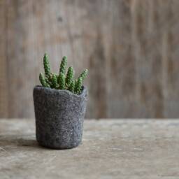 Wool Planter For Succulents, Mini Plant Favor, Hygge Home Decor, Organic Felted Vase, Mountain Rock Stone Like Cozy - thumbnail 2
