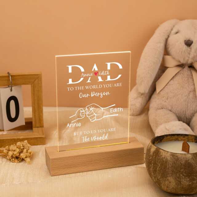 Personalized Dad Night Light With Kids Names, Acrylic Led Lamp For Gifts, Father's Day Gift For From Children, Birthday - image 1