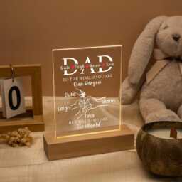 Personalized Dad Night Light With Kids Names, Acrylic Led Lamp For Gifts, Father's Day Gift For From Children, Birthday - thumbnail 4