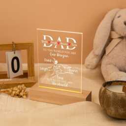 Personalized Dad Night Light With Kids Names, Acrylic Led Lamp For Gifts, Father's Day Gift For From Children, Birthday - thumbnail 2
