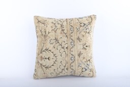 Vintage Turkish Kilim Pillow Cover Handwoven Wool, 18''x18'' - thumbnail 1