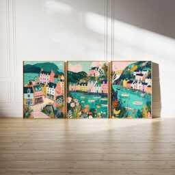 Set Of 3 Portree Posters, Isle Skye Wall Art, Scottish Coastal Print Set, Seaside Decor, Modern Travel Artwork, UK Landscape Style - thumbnail 2