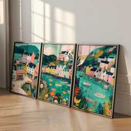 Set Of 3 Portree Posters, Isle Skye Wall Art, Scottish Coastal Print Set, Seaside Decor, Modern Travel Artwork, UK Landscape Style - thumbnail 3