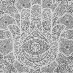 Handmade Hamsa Tapestry Buddha Meditation Wall Hanging, Bohemian Beach Throw Hand Of Fatima Bedsheet - thumbnail 4