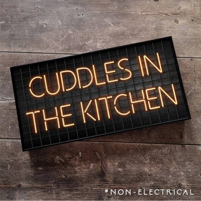 Cuddles in The Kitchen Metal Sign Framed Neon Style Print - image 1