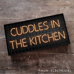 Cuddles in The Kitchen Metal Sign Framed Neon Style Print - thumbnail 1