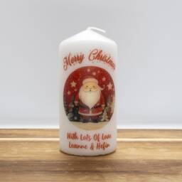 Personalised Christmas Candle Red Xmas Scene Gift, Custom Holiday Decor - thumbnail 2