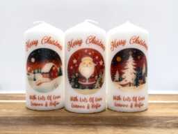 Personalised Christmas Candle Red Xmas Scene Gift, Custom Holiday Decor - thumbnail 1
