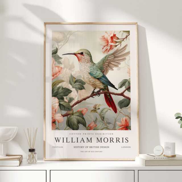 William Morris Print, Art, Exhibition Poster, Birds Morris, Wall Hummingbird, Art