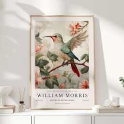William Morris Print, Art, Exhibition Poster, Birds Morris, Wall Hummingbird, Art - thumbnail 1