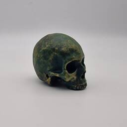 Bronze Patina Effect Solid Tiny Human Half Skull Ornament. Small Replica Plaster Of Paris Skull - thumbnail 4